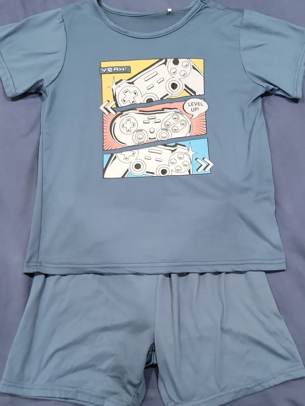 Little Dreamer Blue Kids' Pajama Set with Game Controller Graphic